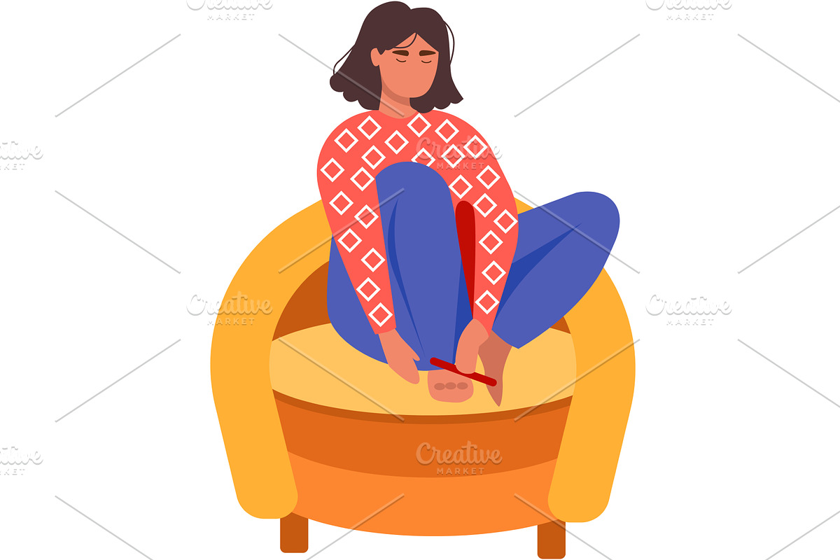 Woman make pedicure sitting in, a Person Illustration by vectorpointstudio