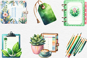 Watercolor Green Planner Clipart, an Illustration by Black Bird Studio (Thumbnail 4 of 6)