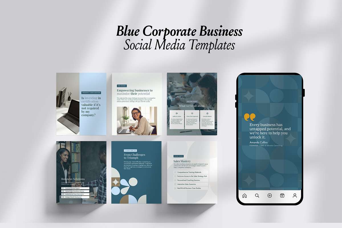 Blue Business Instagram Templates, a Social Media Template by CanvaTemplateClubCo (Photo 5 of 9)