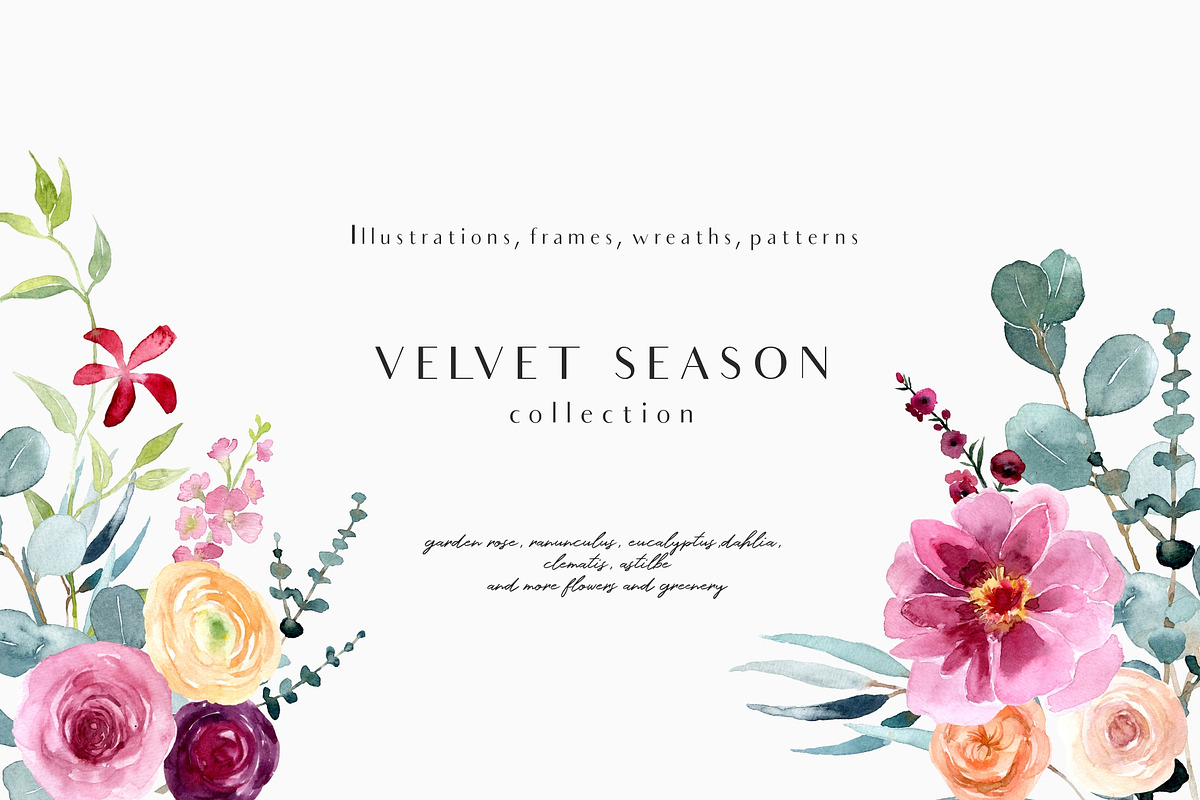 Velvet season - graphic set, an Illustration by Youksy (Photo 1 of 10)
