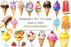 Summer Ice Cream Sublimation Clipart, a Seasonal Illustration by DreamArtGraphic