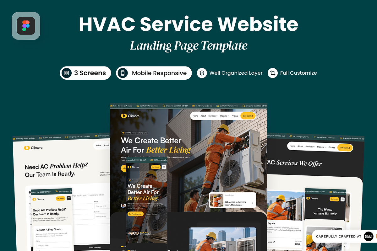 Climora - HVAC Service Website, a Landing Page Template by SLAB! Design (Photo 1 of 5)