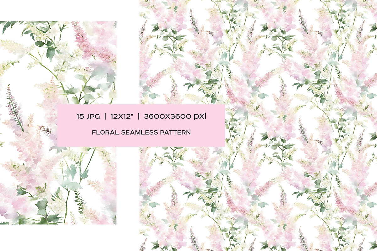 Watercolor pink flowers patterns set, a Pattern Graphic by Art and Funny (Photo 6 of 8)