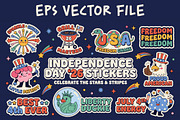 4th of July Retro Sticker Set Pack, an Object Graphic by NH graphic (Thumbnail 1 of 3)