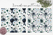 Boho Navy Peony Floral Clipart, a Decorative Illustration by whiteheartdesign (Thumbnail 8 of 9)