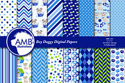 Boy Dog digital papers AMB-1931, a Pattern Graphic by AMBillustrations (Thumbnail 1 of 2)