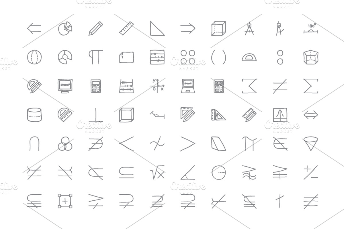 150 Mathematical Hand Drawn Icons preview 2
