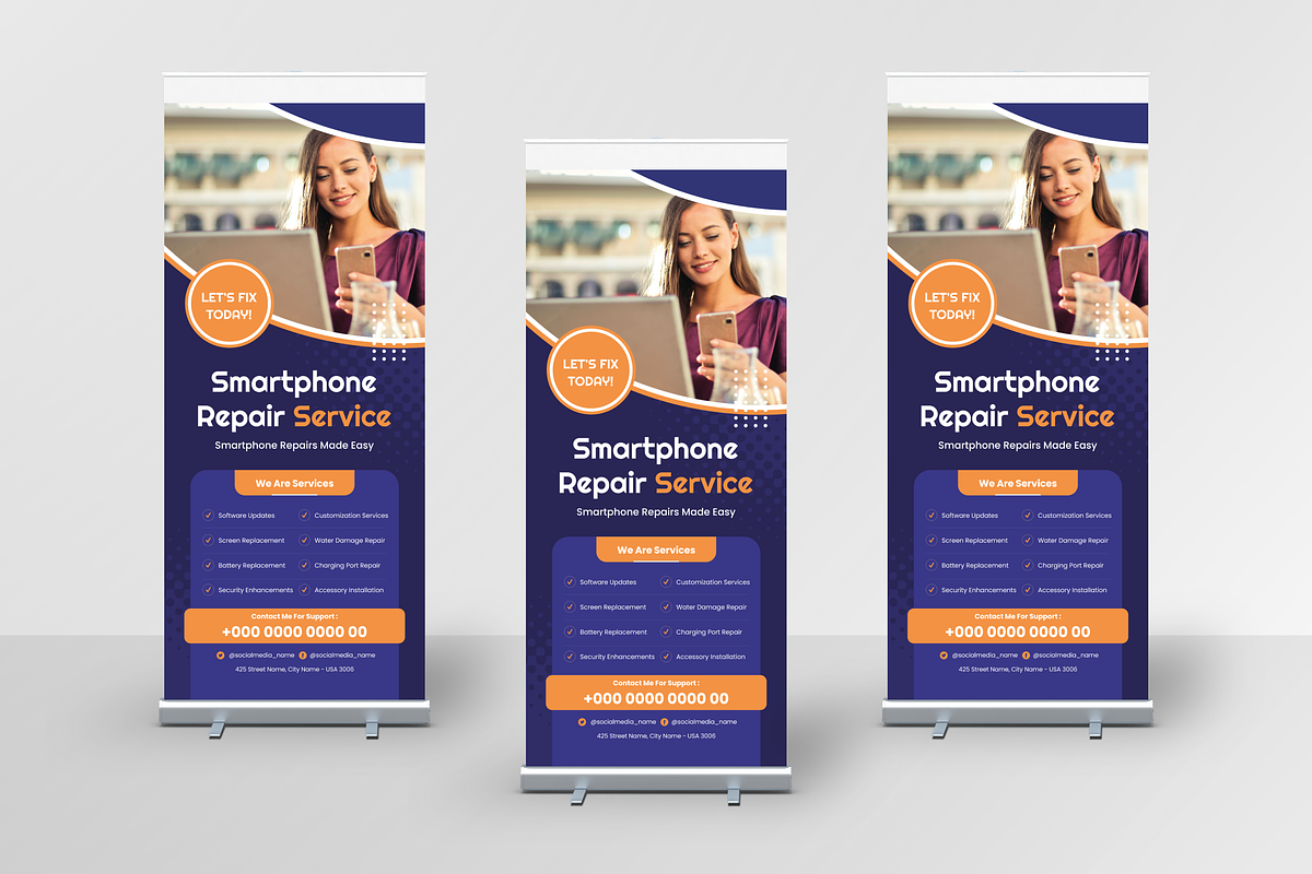 Smartphone Repair Roll Up Banner, a Print Template by Annora Studio (Photo 1 of 5)