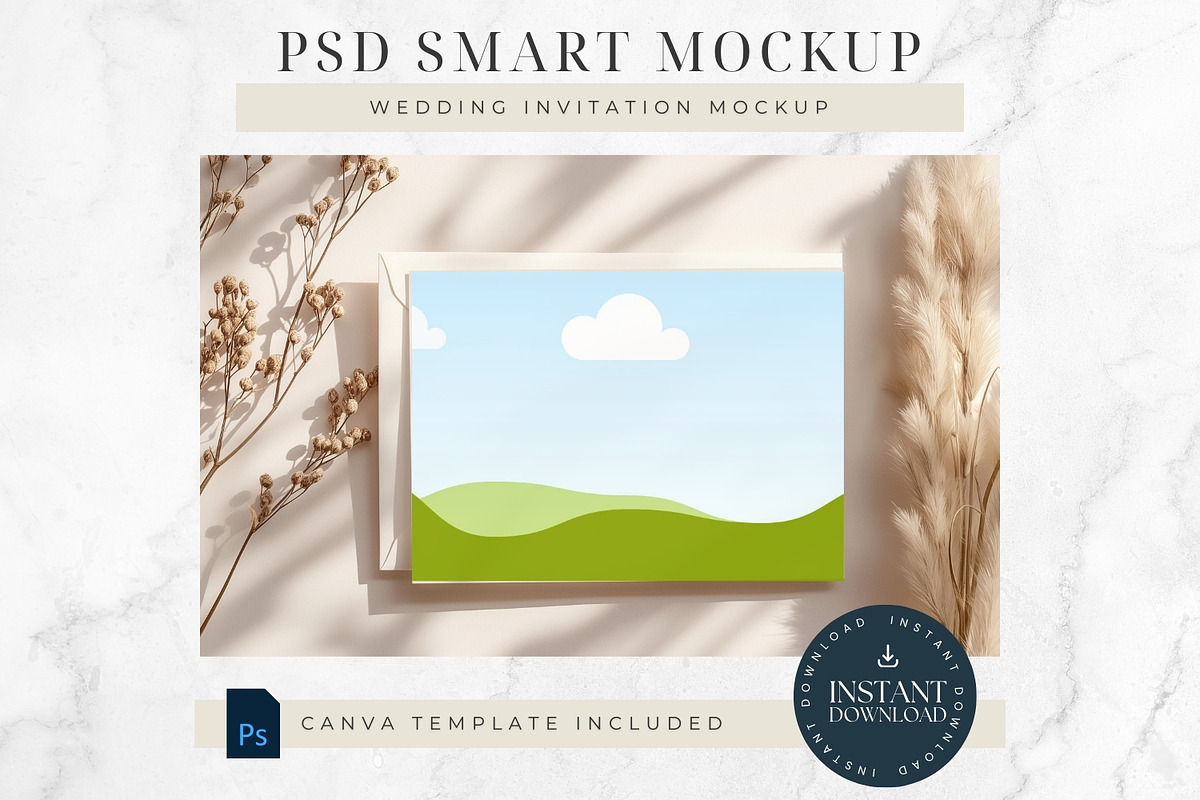Wedding Invitation PSD Mockup, an Advertising Mockup by ClipCraft (Photo 8 of 9)