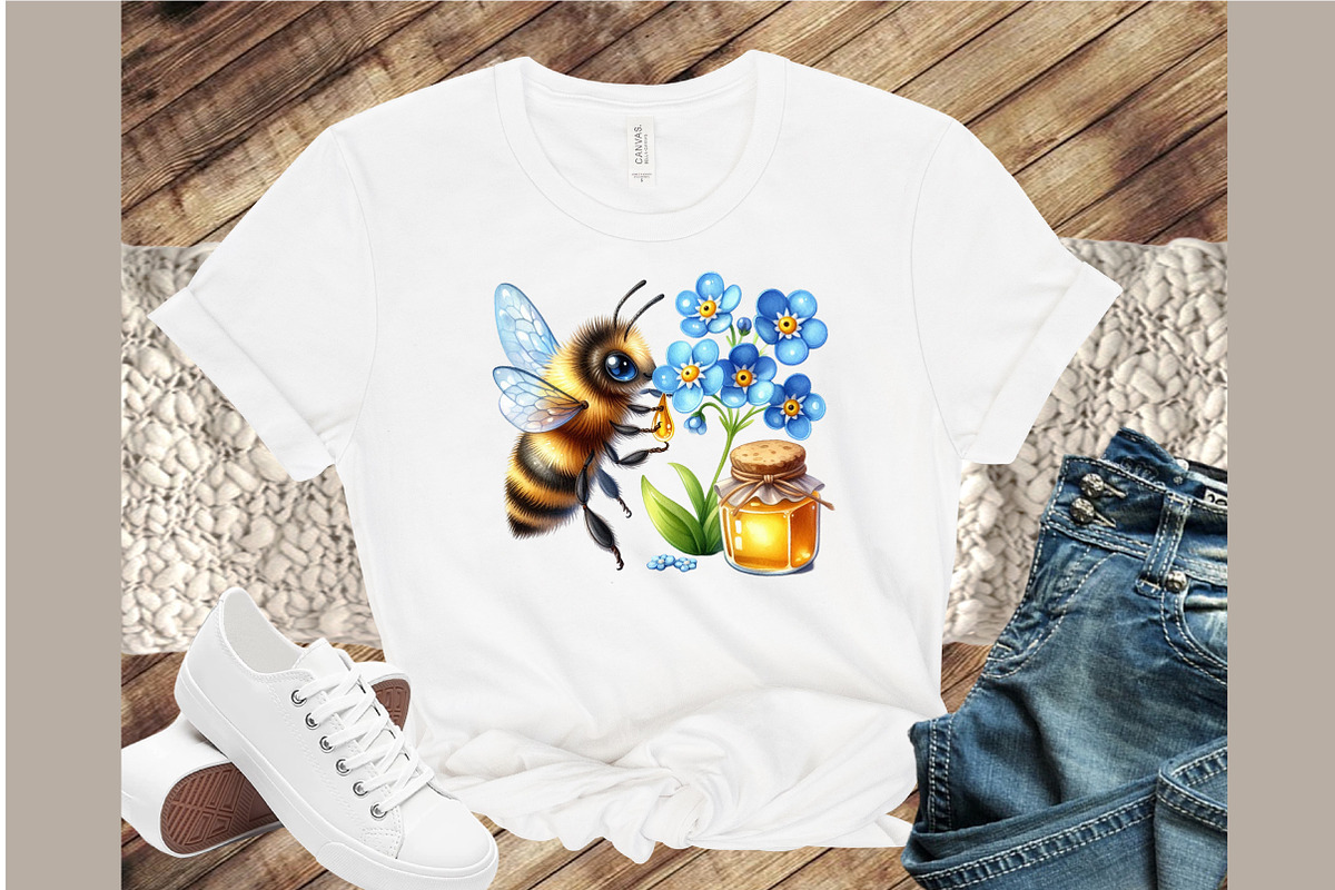 Summer Bees With Flowers Clipart, an Illustration by Sublimation Artist (Photo 4 of 6)