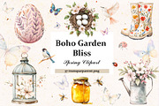 Boho Spring Easter Clipart Set, a Seasonal Illustration by IrenKlm (Thumbnail 1 of 6)
