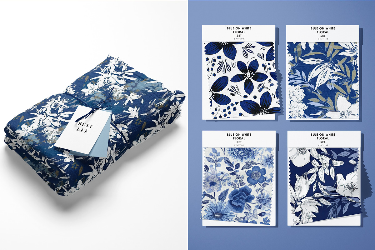 Blue on white floral patterns, a Pattern Graphic by Ninterints (Photo 8 of 18)