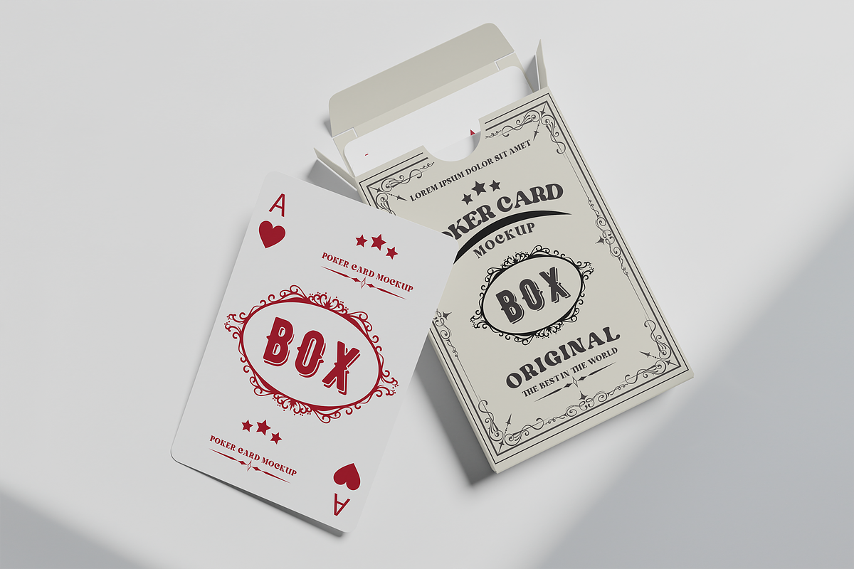 Poker Card Box Mockup, an Advertising Mockup by xavier_studio (Photo 3 of 5)
