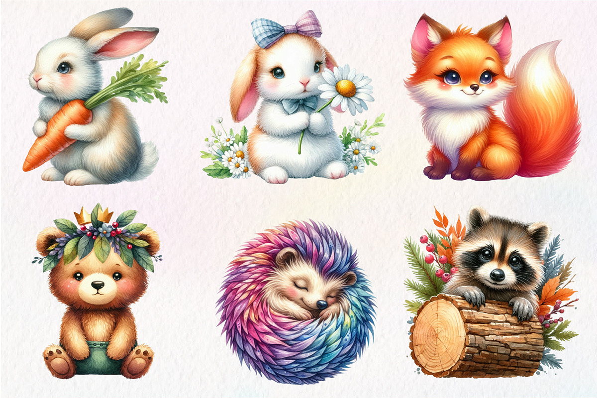 Cute Woodland Animal Clipart, an Illustration by Dream Creation (Photo 5 of 7)