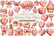 Watercolor Valentines Day Clipart, an Illustration by Sublimation Artist (Thumbnail 1 of 6)