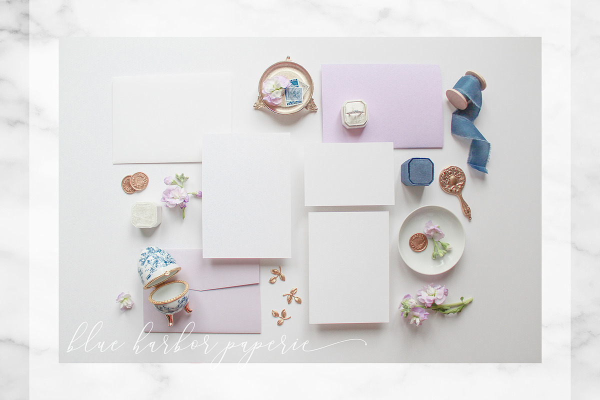 Lilac & Royal Stationery Mockup, a Photo by BlueHarborPaperie (Photo 4 of 7)
