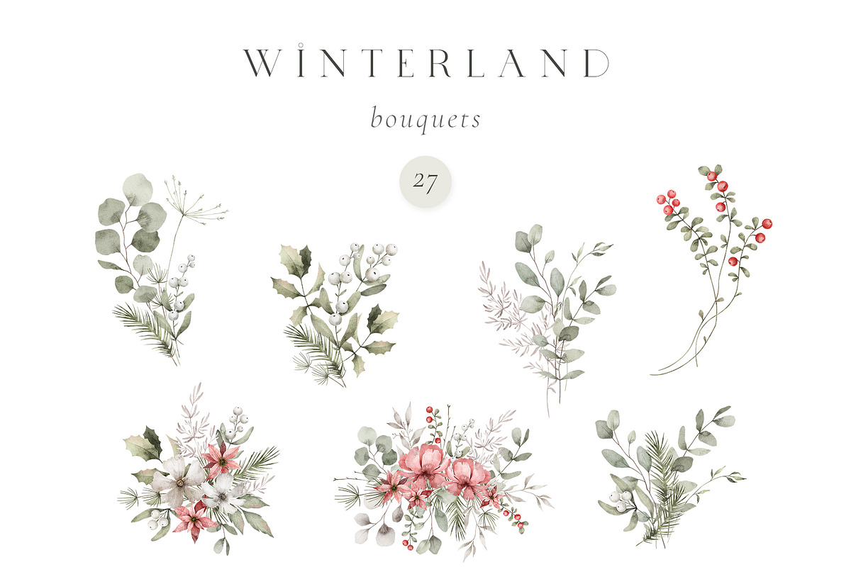 Watercolor Winter. Christmas florals, an Illustration by Kreker Kate (Photo 2 of 10)