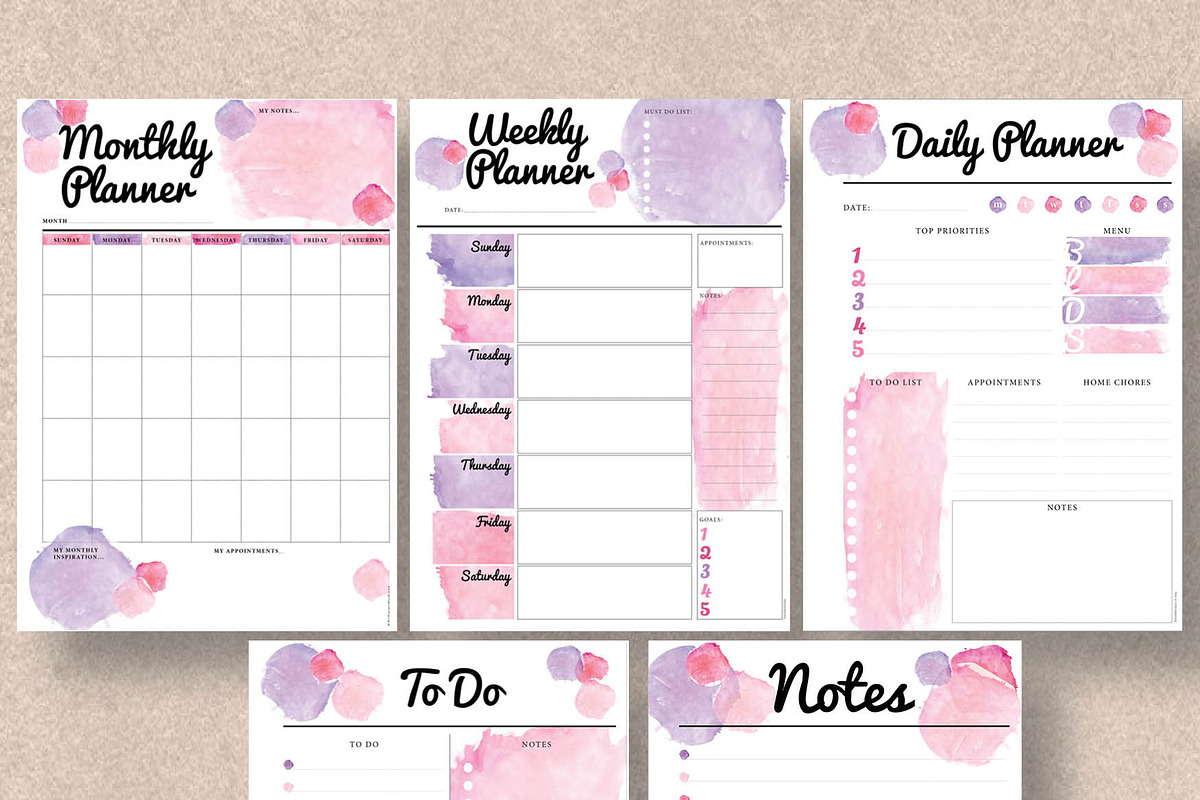 Planner 5 Pack - Letter & Half, a Stationery Template by Stick with Sam (Photo 2 of 4)