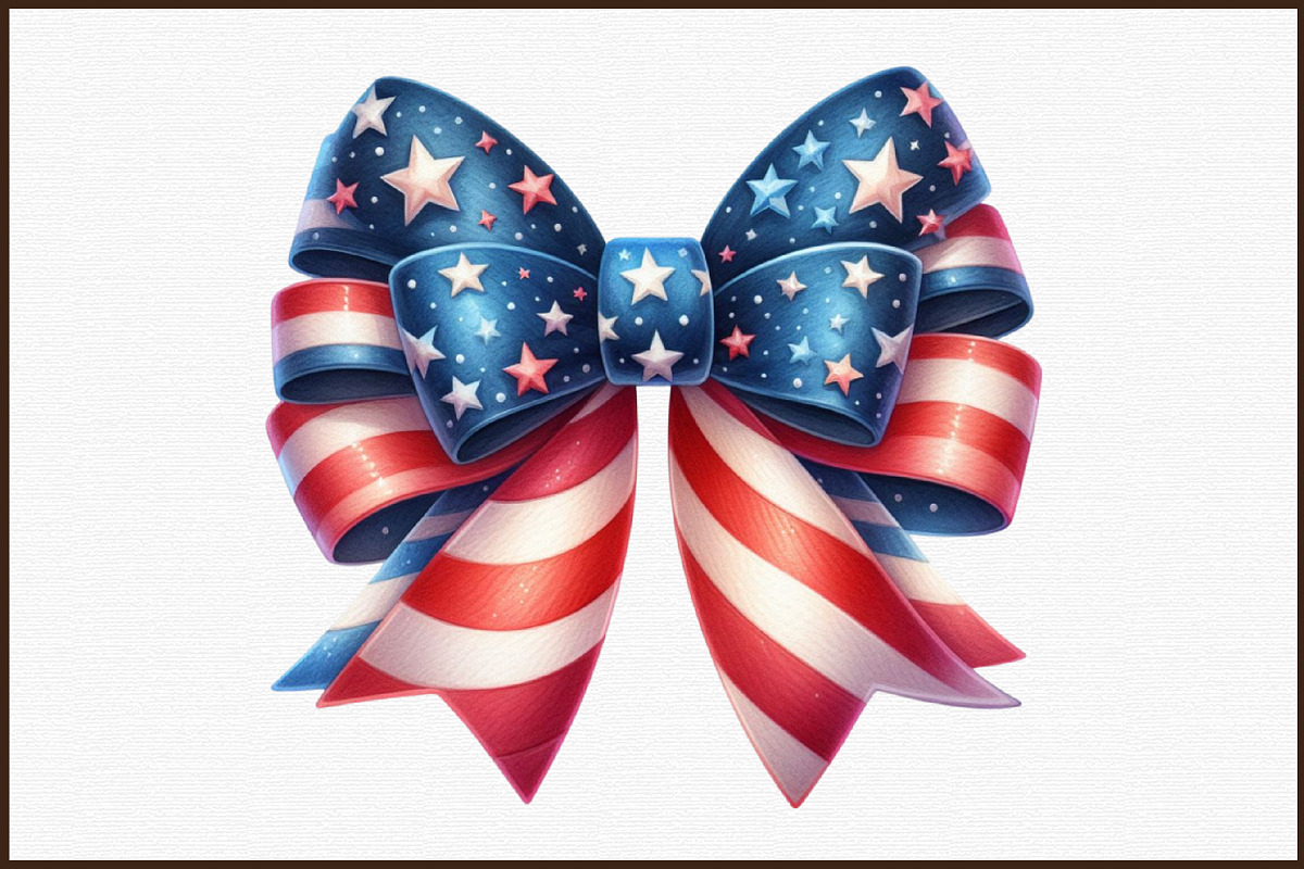 Watercolor 4th of July Bow Clipart, an Illustration by Sublimation Artist (Photo 3 of 6)