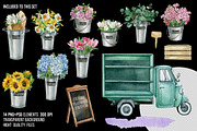 Watercolor flower market car clipart, an Object Illustration by yana.fefelova (Thumbnail 3 of 6)