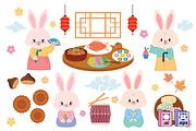 Korean Chuseok Rabbit Collection, a Seasonal Illustration by MISS CHATZ (Thumbnail 1 of 3)