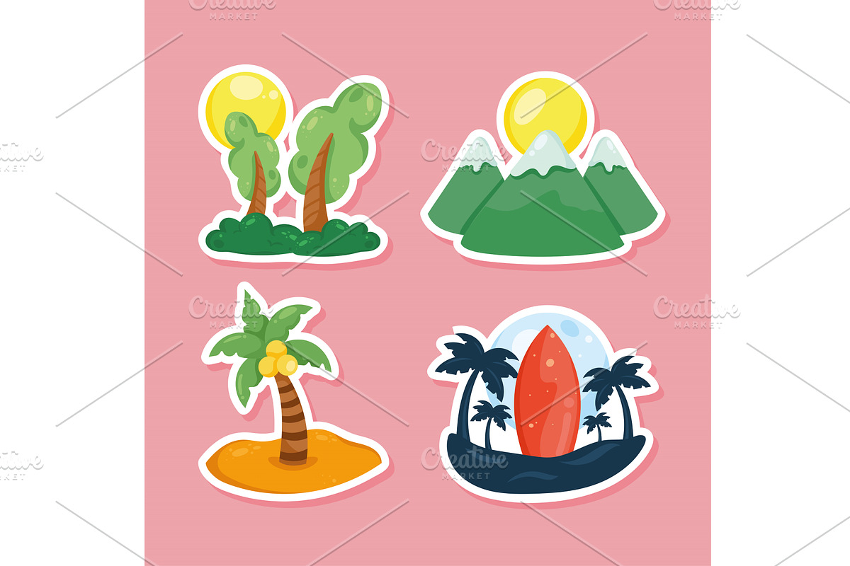 adventure badges four icons, an Object Illustration by studiogstock