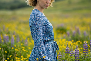 Pensive Young Woman in a Field, a Person Photo by Virgo Studio