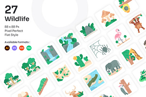 Wildlife Icons Set - Flat, an Icon by Kmg Design