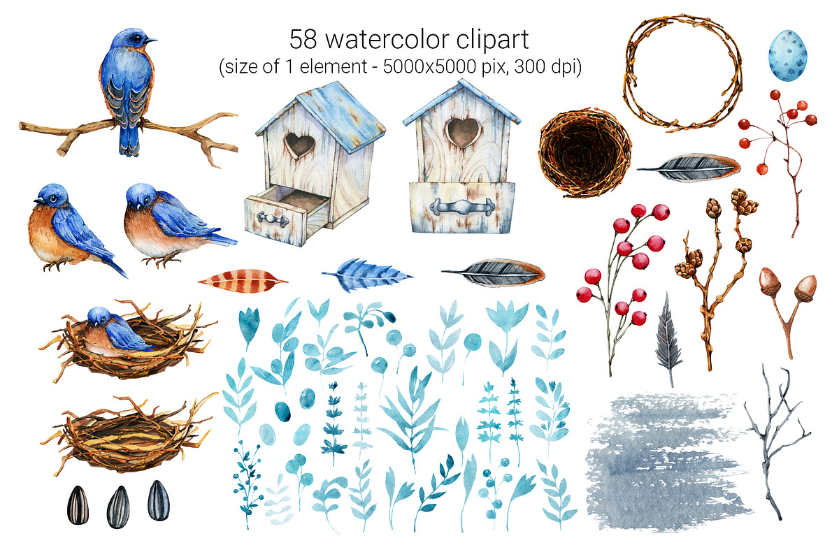 Christmas winter birds watercolor, a Wallpaper Graphic by Artmanata (Photo 2 of 16)