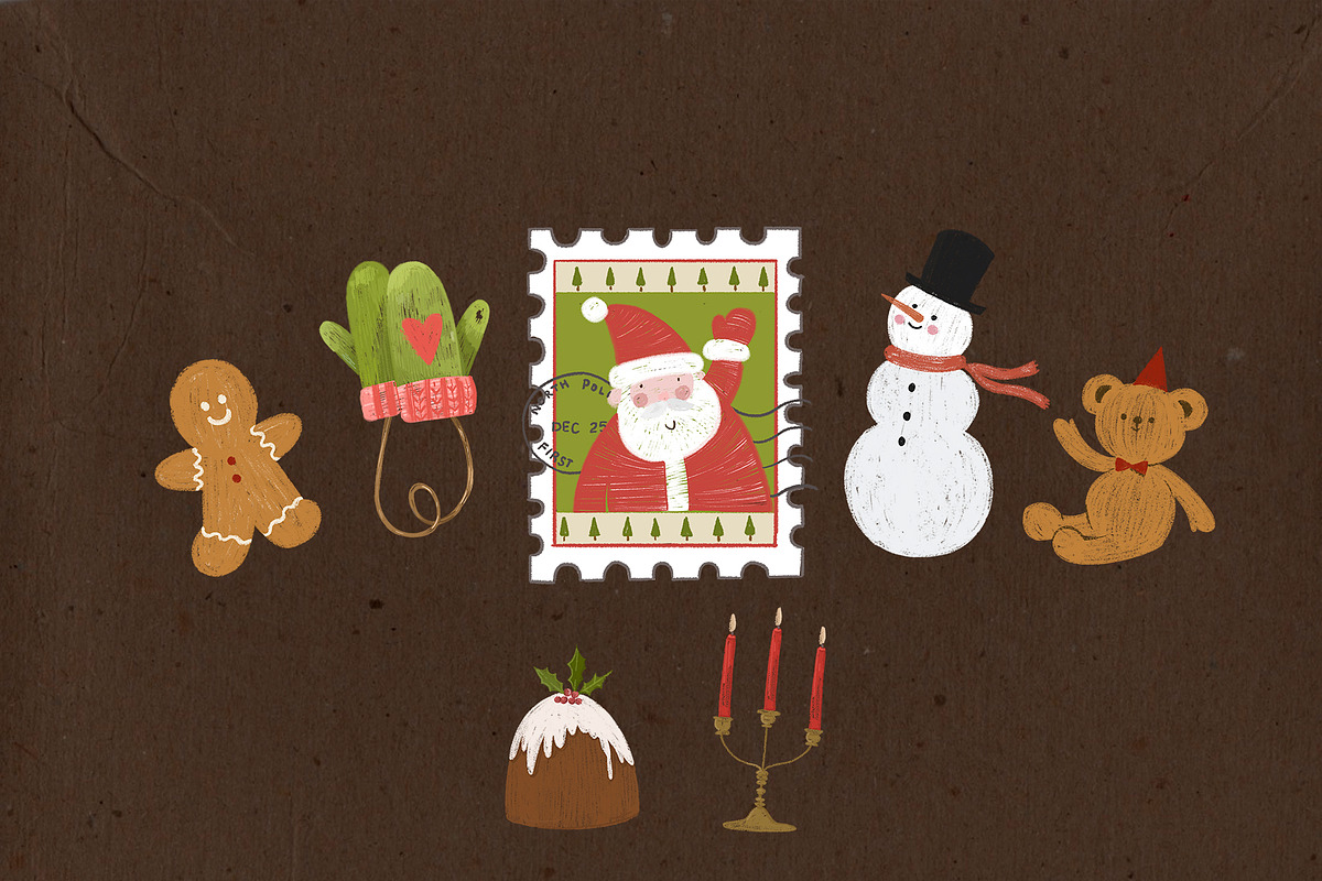 Crayon Christmas Clipart Set | png, a Seasonal Illustration by Marine art (Photo 3 of 4)