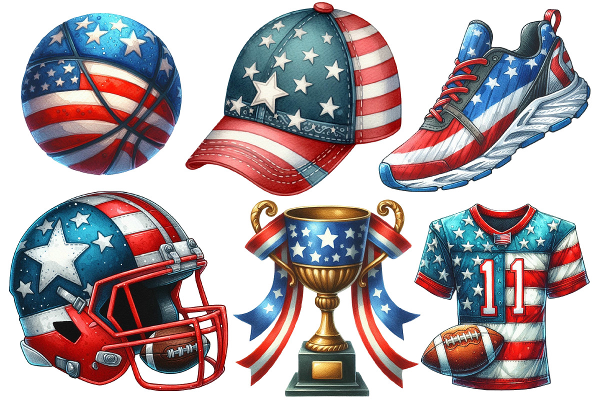 Patriotic Sports Elements Clipart, an Illustration by Designworld (Photo 5 of 6)
