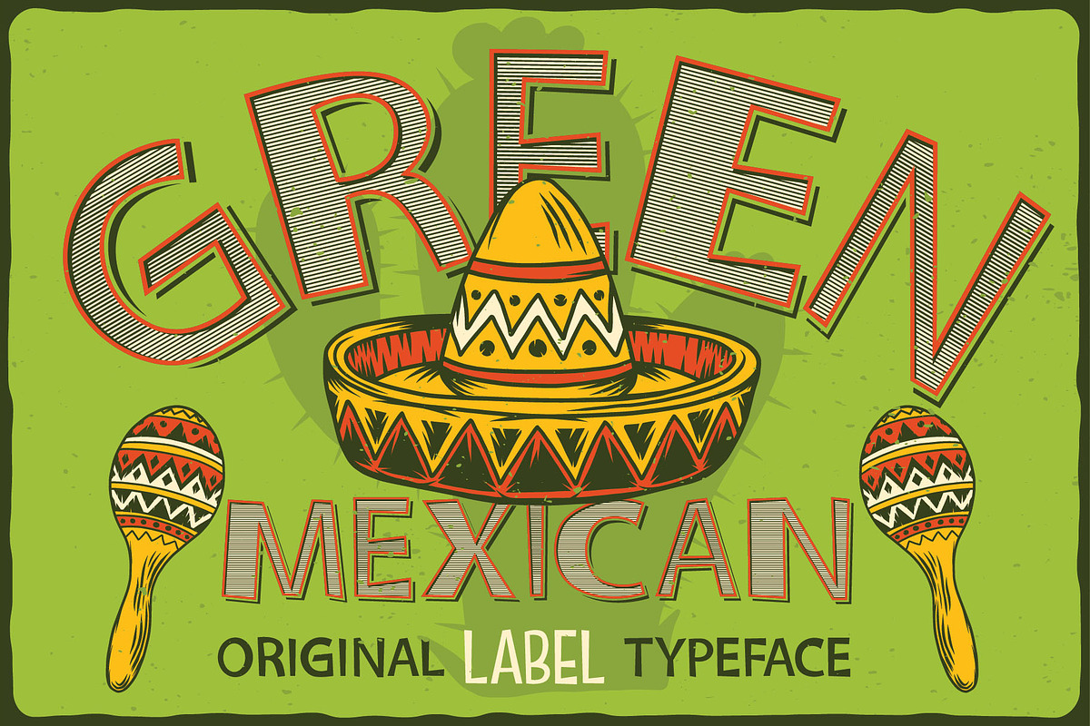 Green Mexican Typeface, a Symbol Font by VozzyStock (Photo 3 of 6)