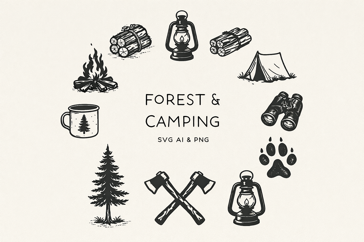 Forest Adventure Hand-Draw Clipart, an Object Illustration by Rasgood (Photo 6 of 9)