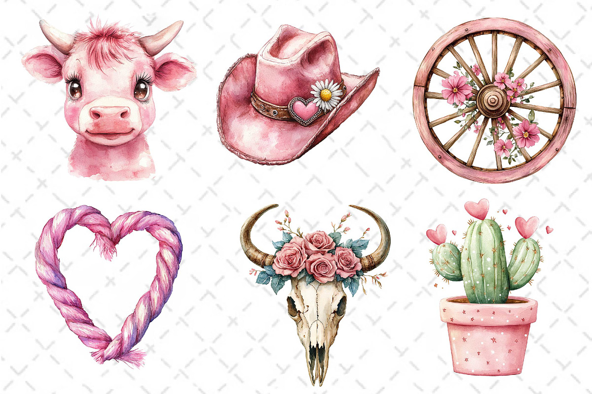 Pink Vintage Western Clipart, an Illustration by Dream Creation (Photo 4 of 6)