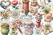 Floral Sewing Sublimation Clipart, an Illustration by Designking (Thumbnail 1 of 4)