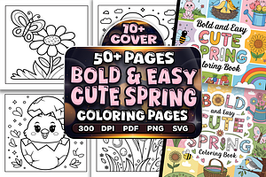 Bold Easy Cute Spring Coloring Pages, a Seasonal Illustration by Craftsbeefy