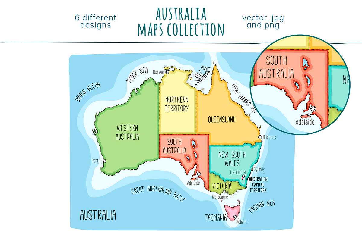 Australia Maps Collection, an Education Illustration by Illustrationsforteachers (Photo 5 of 6)