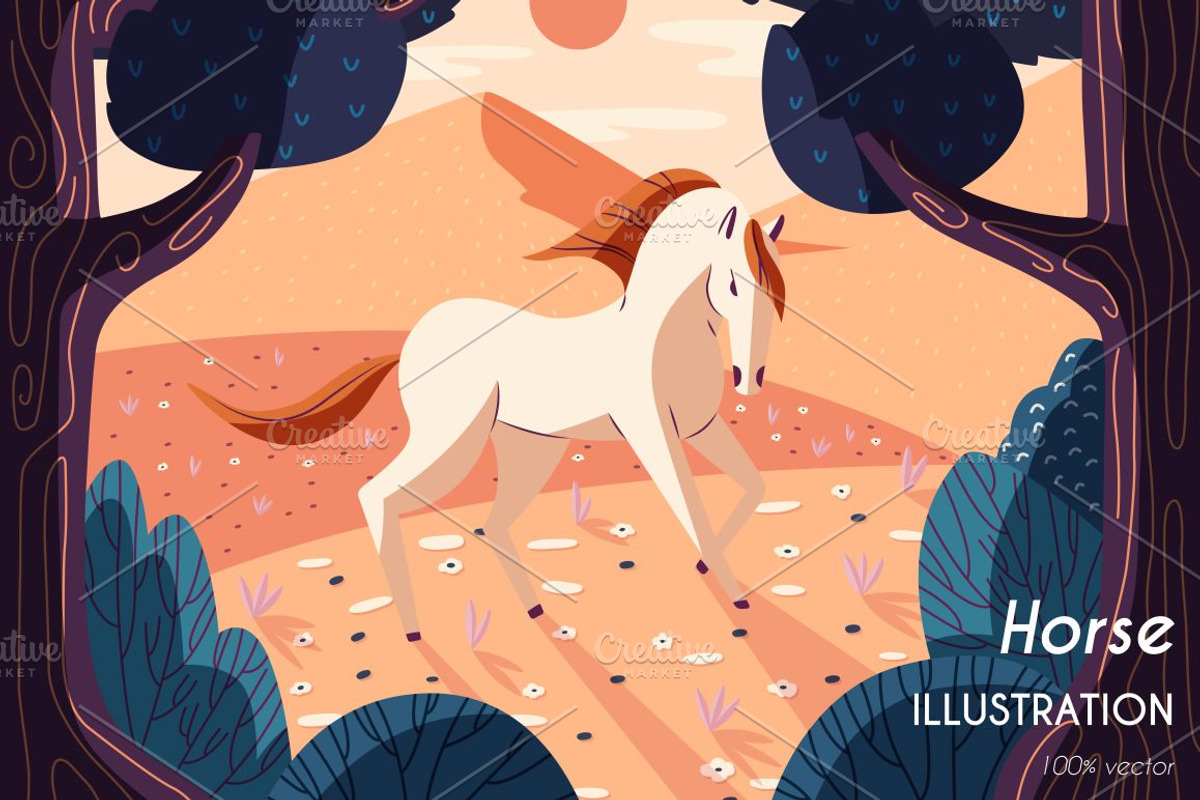 Horse illustration, vector, an Animal Illustration by Blue Lela Design