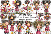 Girl & Flower Spring Clipart, an Illustration by CraftArtStudio (Thumbnail 1 of 6)