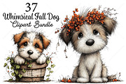 Whimsical Fall Dog Clipart Bundle, a Seasonal Illustration by Canvas Craft (Thumbnail 1 of 10)