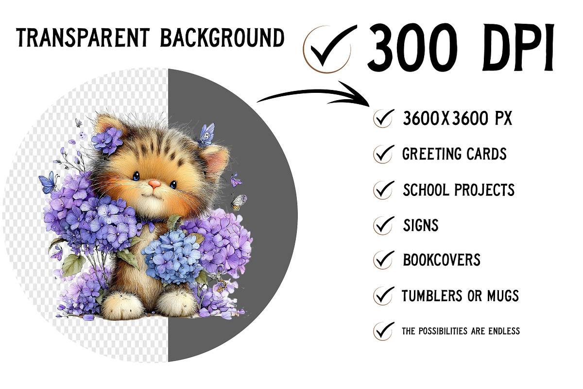 Whimsical Floral Cat Clipart Bundle, a Seasonal Illustration by Craft Nest (Photo 2 of 12)