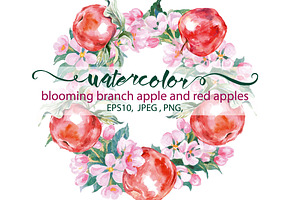 Watercolor apples. 