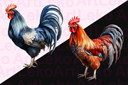 Roosters Clipart, an Animal Illustration by LekoArt (Thumbnail 2 of 10)