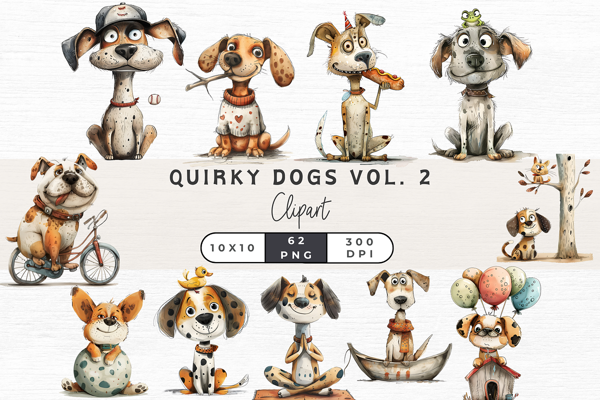 Quirky Dog Clipart Vol 2, an Object Graphic by EllyandLima (Photo 1 of 8)