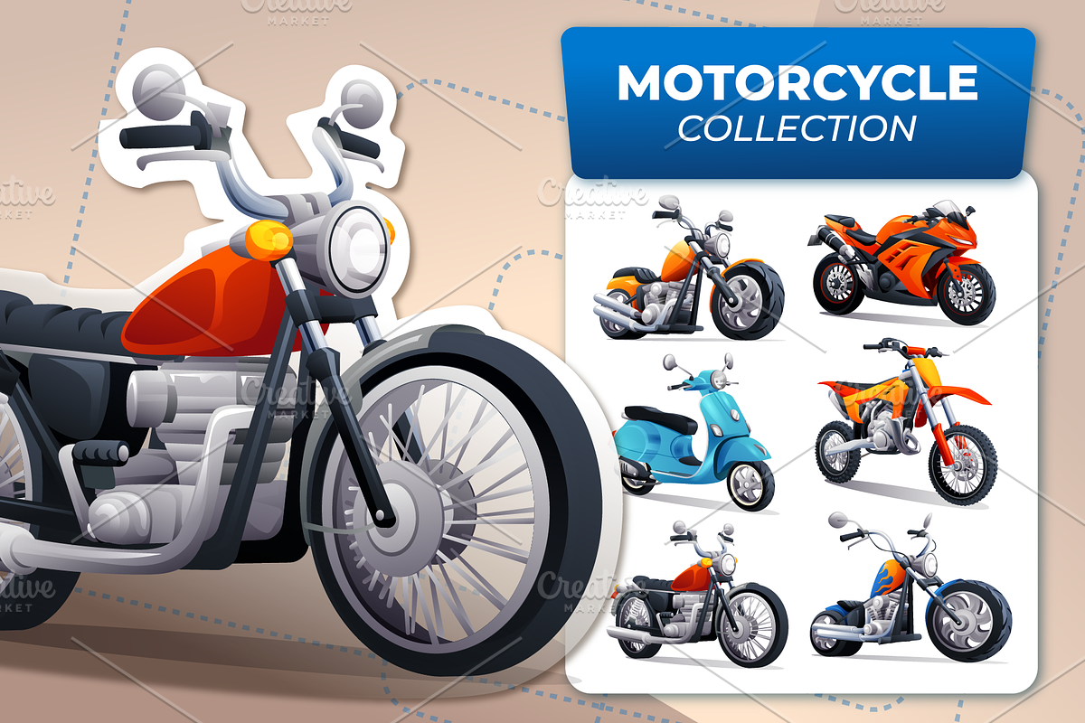 Motorcycle Collection, a Transportation Illustration by YG Studio (Photo 1 of 2)