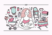 Newborn baby care products, tools, a Healthcare Illustration by Good Studio (Thumbnail 4 of 11)