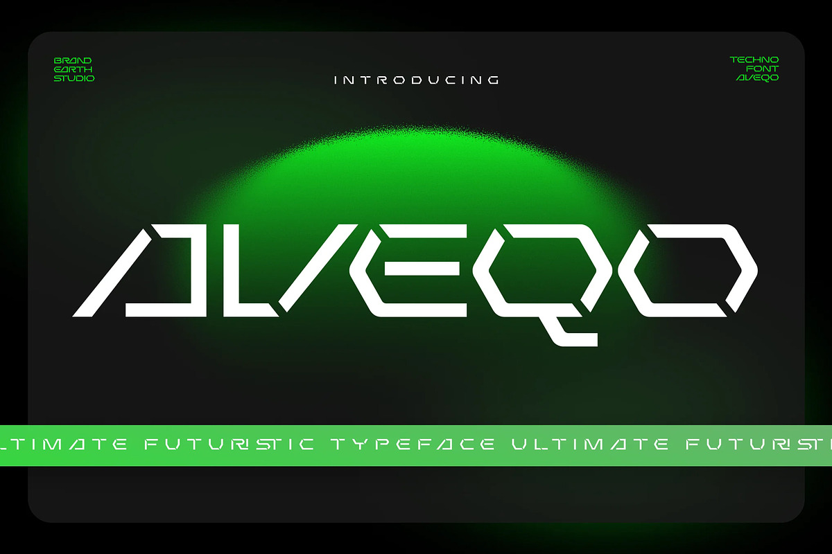 Aveqo – Futuristic Display Font, a Sans Serif Font by Brand Earth (Photo 1 of 7)