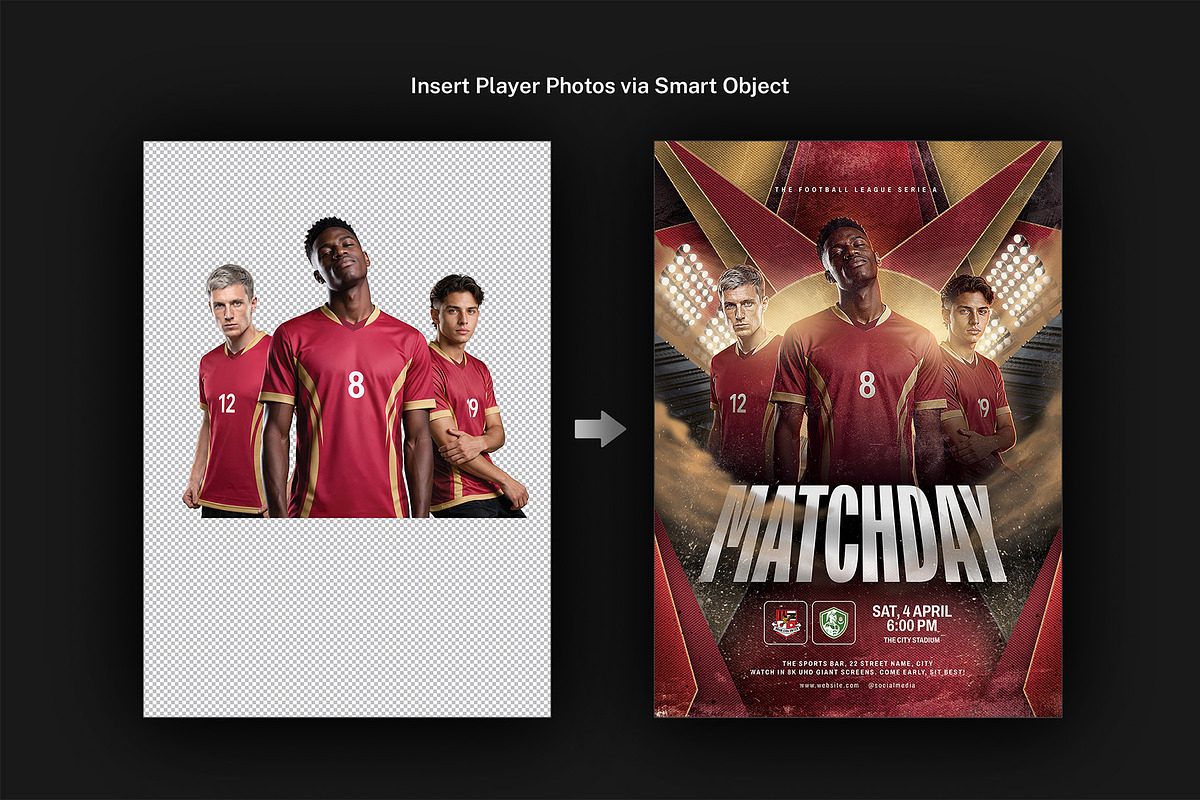 Matchday Football Flyer Template PSD and Affinity