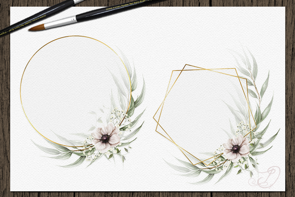 Eucalyptus Anemone Gold Frames, a Decorative Illustration by DioFlow (Photo 4 of 5)
