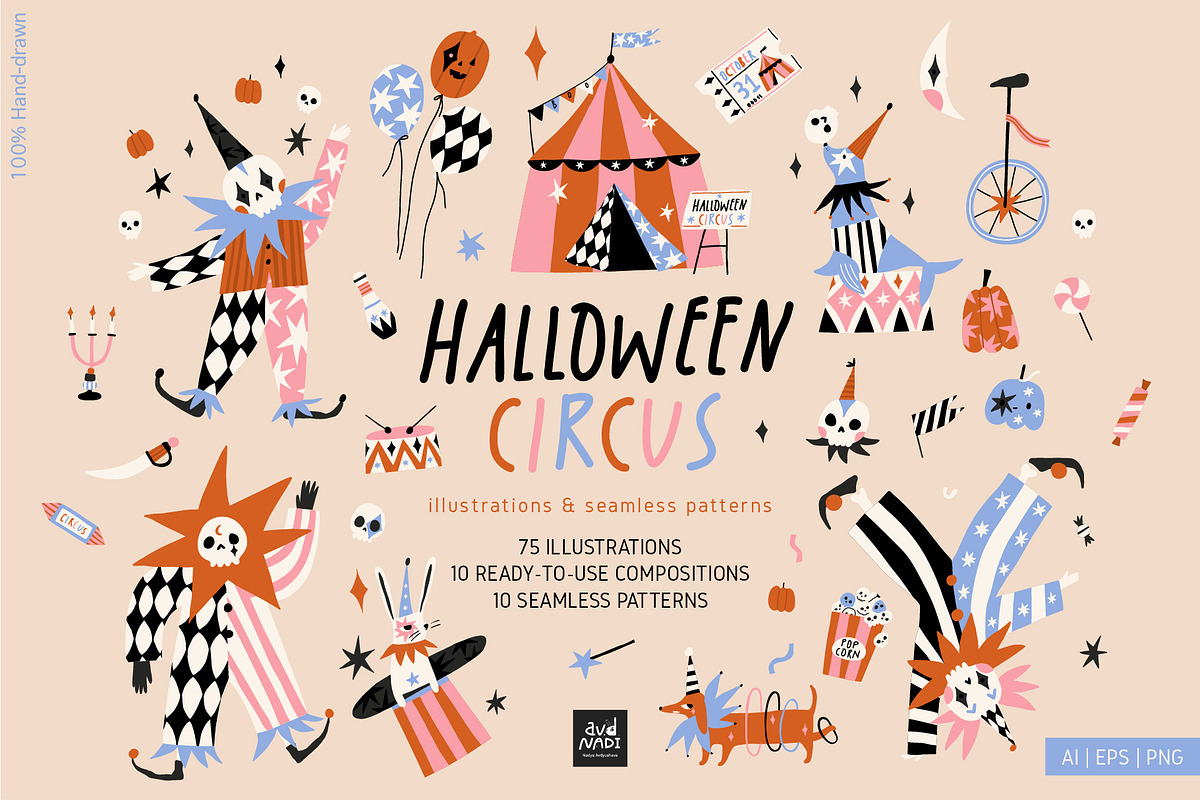 Halloween Circus Collection, a Seasonal Illustration by avdnadi (Photo 1 of 11)